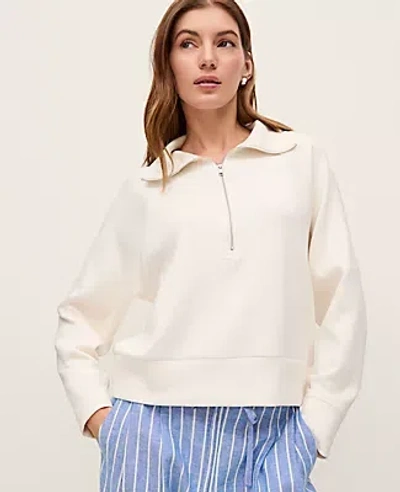 Ann Taylor Weekend Collection Half-zip Sweatshirt In White