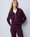 Ann Taylor Weekend Collection Half-zip Waffle Sweater In Pink