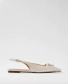 Ann Taylor Weekend Collection Hardware Embellished Leather Slingback Flats In Neutral