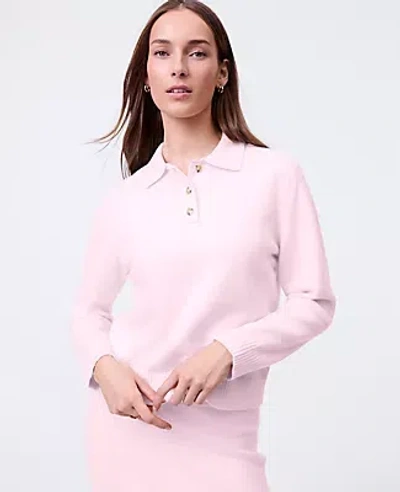 Ann Taylor Weekend Collection Henley Sweater In Pink