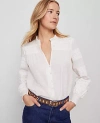 Ann Taylor Weekend Collection Lace Trim Blouse In White