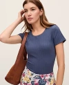Ann Taylor Weekend Collection Lace Trim Pointelle Tee