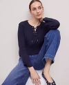 Ann Taylor Weekend Collection Lace-up Top In Night Sky
