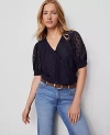 Ann Taylor Weekend Collection Lace Wrap Blouse In Black