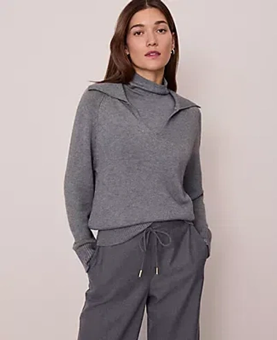 Ann Taylor Weekend Collection Layered Mock Neck Sweater In Gray