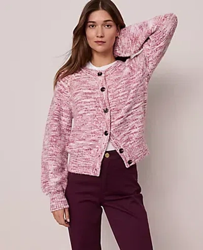 Ann Taylor Weekend Collection Marled Cardigan In Pink