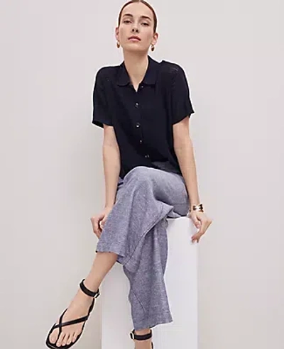 Ann Taylor Weekend Collection Mesh Collared Cardigan In Night Sky