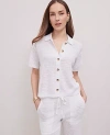 Ann Taylor Weekend Collection Mesh Collared Cardigan In White