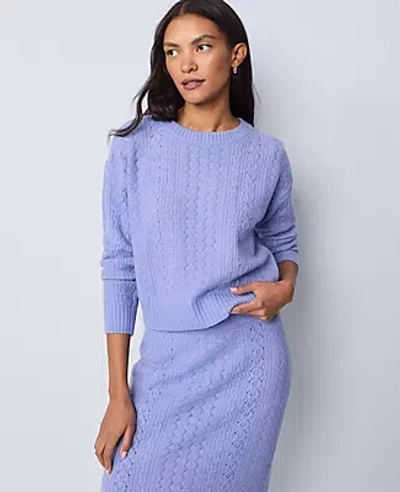 Ann Taylor Weekend Collection Mixed Stitch Crew Neck Sweater In Purple