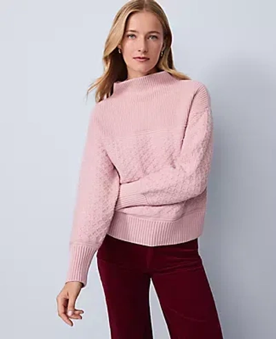 Ann Taylor Weekend Collection Mixed Stitch Sweater In Pink