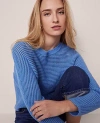 Ann Taylor Weekend Collection Open Stitch Scalloped Sweater In Blue