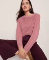 Ann Taylor Weekend Collection Open Stitch Scalloped Sweater In Pink