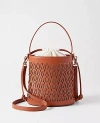 Ann Taylor Weekend Collection Perforated Crossbody Bucket Bag