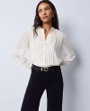 Ann Taylor Weekend Collection Pintucked Button Down Shirt In White