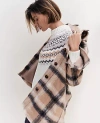 Ann Taylor Weekend Collection Plaid Belted Shacket In Cafe Au Lait