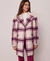 Ann Taylor Weekend Collection Plaid Cocoon Coat In White