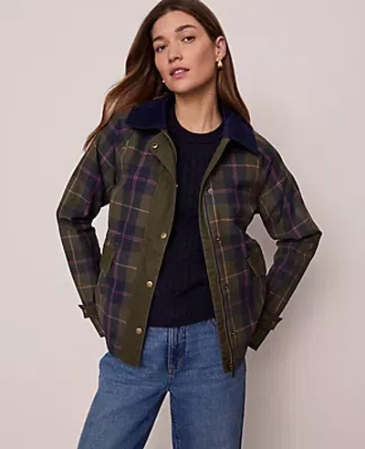 Ann Taylor Weekend Collection Plaid Collared Jacket In Green