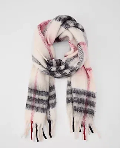 Ann Taylor Weekend Collection Plaid Fringe Scarf In Neutral