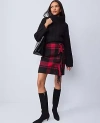 Ann Taylor Petite Weekend Collection Plaid Wrap Effect Skirt In Black