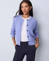Ann Taylor Weekend Collection Pointelle Cardigan In Purple