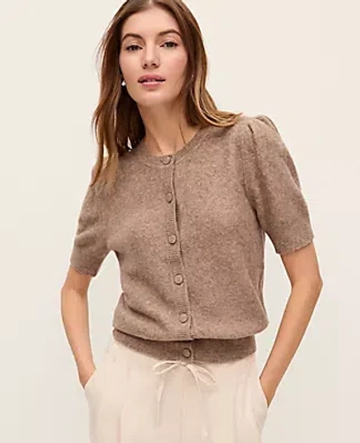 Ann Taylor Weekend Collection Pointelle Crew Neck Cardigan