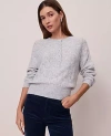 Ann Taylor Weekend Collection Pointelle Henley Sweater In Gray