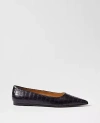 Ann Taylor Weekend Collection Pointy Toe Croco Ballet Flats In Black