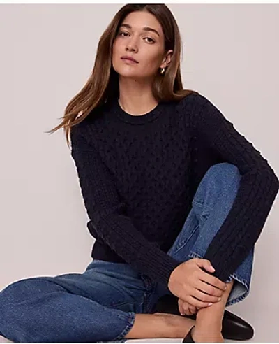 Ann Taylor Weekend Collection Popcorn-stitch Cable Sweater In Black