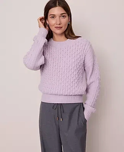 Ann Taylor Weekend Collection Popcorn-stitch Cable Sweater In Purple