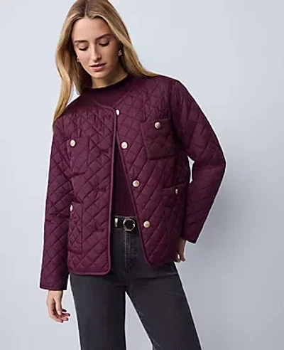 Ann Taylor Weekend Collection Quilted Jacket In Purple