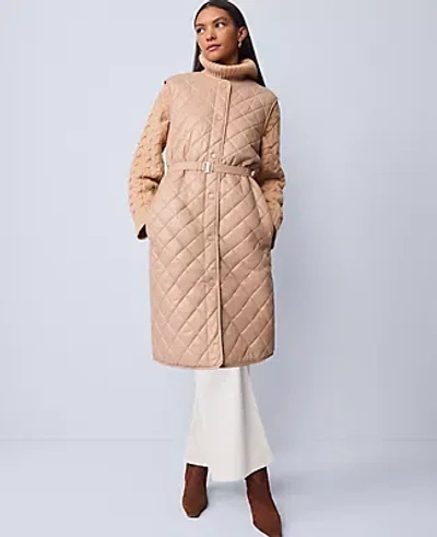 Ann Taylor Weekend Collection Quilted Long Puffer Vest In Brown