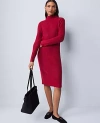Ann Taylor Weekend Collection Ribbed Button Sweater Dress In Red