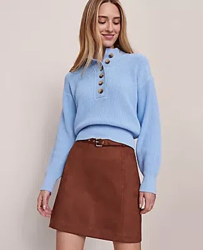Ann Taylor Weekend Collection Ribbed Henley Sweater