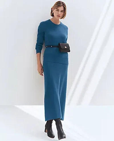 Ann Taylor Weekend Collection Ribbed Sweater Skirt In Balmy Blue