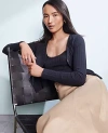 Ann Taylor Weekend Collection Ribbed V-neck Cardigan In Black
