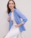 Ann Taylor Weekend Collection Roll Sleeve Linen-blend Blazer In Blue Grotto