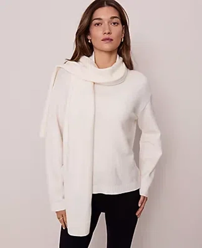 Ann Taylor Weekend Collection Scarf Sweater In White