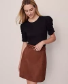 Ann Taylor Weekend Collection Shirred Sleeve Top In Black