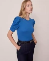 Ann Taylor Weekend Collection Shirred Sleeve Top In Brown
