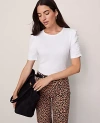 Ann Taylor Weekend Collection Shirred Sleeve Top In White