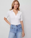 Ann Taylor Weekend Collection Split Neck Polo Top