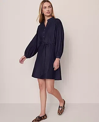 Ann Taylor Weekend Collection Stand Collar Shift Dress In Blue