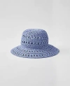 Ann Taylor Weekend Collection Straw Bucket Hat In Zephyr Blue