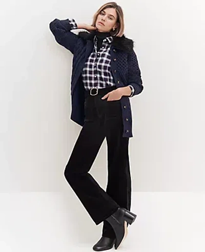 Ann Taylor Weekend Collection Stretch Velvet Patch Pocket Pant In Black