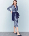 Ann Taylor Petite Weekend Collection Stripe Column Midi Dress In Whimsical Peri
