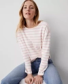 Ann Taylor Weekend Collection Stripe Relaxed Long Sleeve Top In Soft Blush