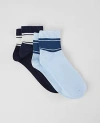 Ann Taylor Weekend Collection Striped Ankle Sock Set In Navy Pebble