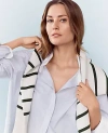 Ann Taylor Weekend Collection Striped Cotton Blend Shirt In Pure Blue Sky