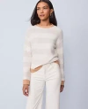 Ann Taylor Weekend Collection Striped Crew Neck Sweater In White