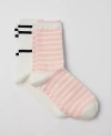 Ann Taylor Weekend Collection Striped Crew Sock Set In Winter White